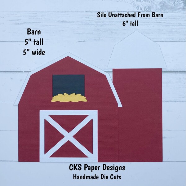 Handmade Paper Die Cut Farm BARN & SILO   Paper Piecing Embellishment for Card Making Scrapbook or Paper Crafts