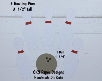 Handmade Paper Die Cut BOWLING SET Ball & Pins Scrapbook Page Embellishments Cks Paper Designs