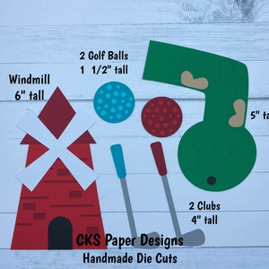 Handmade Paper Die Cut MINI GOLF SET Scrapbook Page Embellishments Cks Paper Designs
