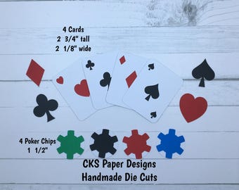 Handmade Paper Die Cut CASINO POKER SET Scrapbook Page Embellishments Cks Paper Designs