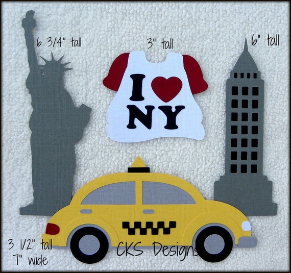3 Piece Black Statue of Liberty Die Cut Embellishments Cards Crafts Scrapbook