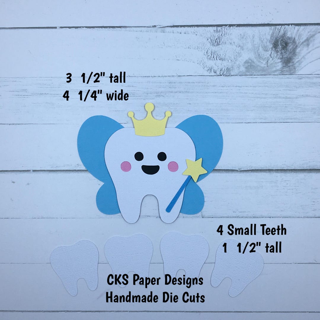 Handmade Paper Die Cut TOOTH FAIRY Blue or Pink Scrapbook Page ...