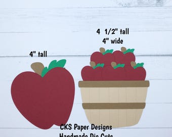 Handmade Paper Die Cut APPLE BASKET Paper Piecing Scrapbook Page Embellishments Cks Paper Designs