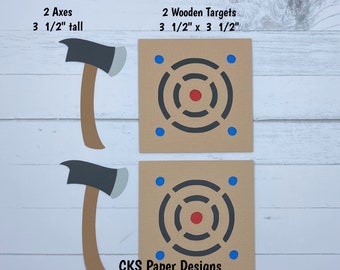 Handmade Paper Die Cut AXE THROWING Set Scrapbook Page Embellishments Cks Paper Designs