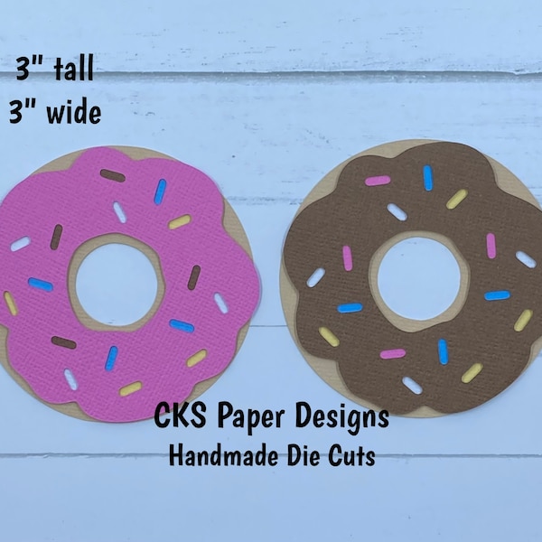 Handmade Paper Die Cut Set of 2 DONUTS Scrapbook Page Embellishments for  Scrapbook or Paper Crafts