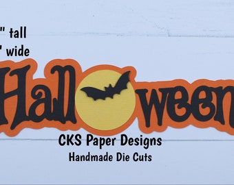 Handmade Paper Die Cut HALLOWEEN TITLE (Style 1) Scrapbook Page Embellishment Cks Paper Designs