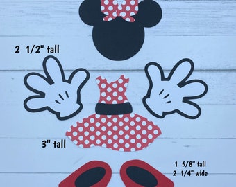Handmade Paper Die Cut MINNIE MOUSE OUTFIT Disney Hands Shoes Dress Paper Piecing Scrapbook Page Embellishment Cks Paper Designs