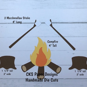 Handmade Paper Die Cut CAMPFIRE Roasting Marshmallows S'mores Paper Piecing Scrapbook Embellishment Cks Paper Designs