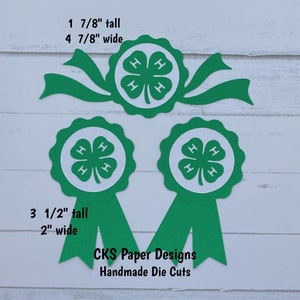 Handmade Paper Die Cut 4-H Paper Ribbons Set of 3 4h Club Scrapbook Page Embellishments Cks Paper Designs