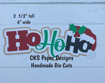 Handmade Paper Die Cut HO HO HO Christmas Santa Title Paper Piecing Scrapbook Embellishment Cks Paper Designs