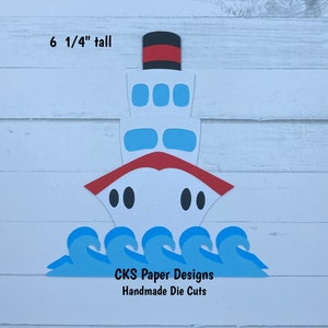 Handmade Paper Die Cut Cruise Ship Front View Scrapbook Page Embellishments for  Scrapbook or Paper Crafts