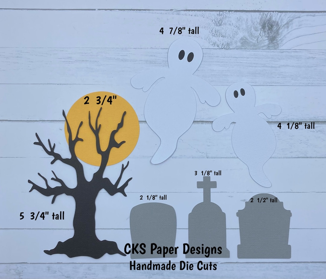 Handmade Paper Die Cut HALLOWEEN CEMETERY TOMBSTONE Set Scrapbook Page