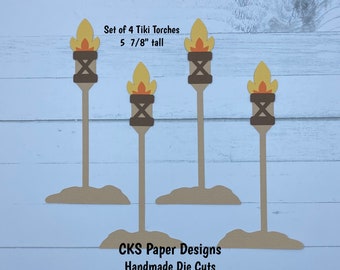 Handmade Paper Die Cut TIKI TORCHES Set of 4 Scrapbook Page Embellishments Cks Paper Designs