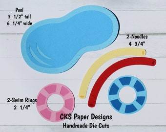 Handmade Paper Die Cut SWIMMING POOL Toys (Style 2) Scrapbook Page Embellishments Cks Paper Designs