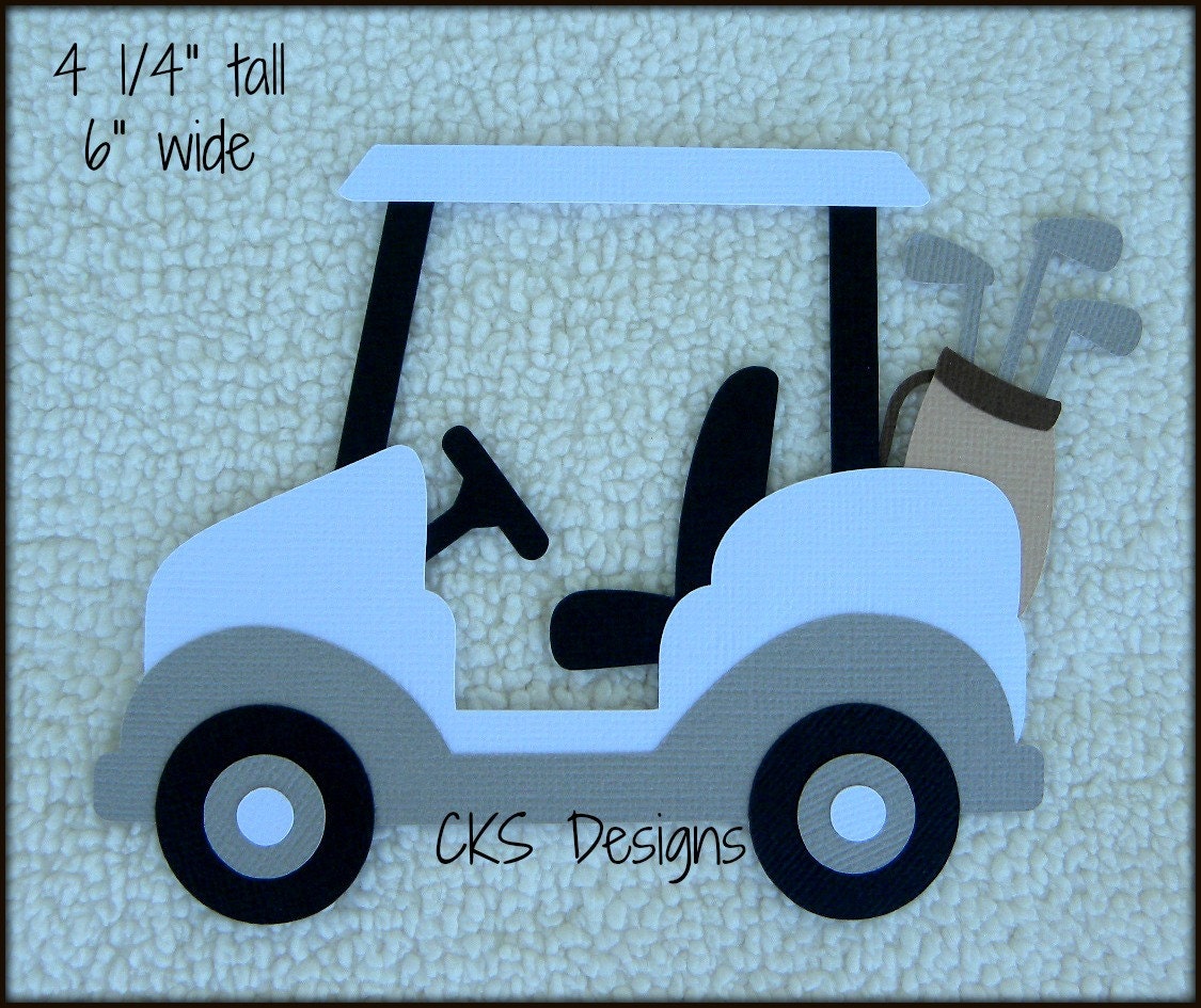 Die Cut GOLF CART Car Premade Paper Piecing Embellishment for Etsy