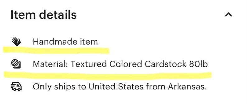 May include: Handmade item made from textured colored cardstock, 80lb weight.