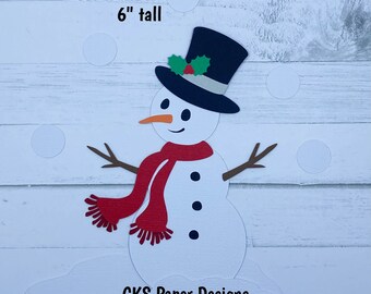 Handmade Paper Die Cut SNOWMAN Winter Christmas Scrapbook Embellishment Paper Piecing