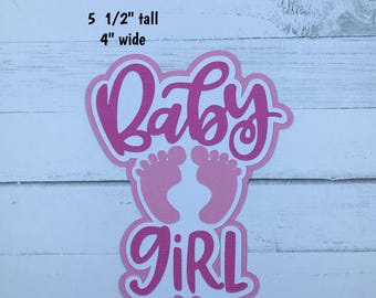 Handmade Paper Die Cut BABY GIRL Title (Style 2) Scrapbook Page Embellishment Cks Paper Designs