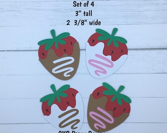 Handmade Paper Die Cut Valentine CHOCOLATE COVERED STRAWBERRIES Scrapbook Page Embellishments Cks Paper Designs