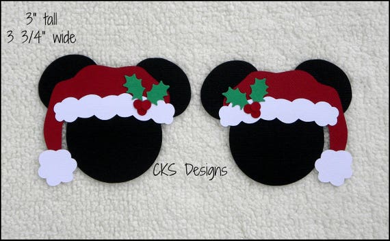 die cut disney christmas santa hat mickey heads paper piecing etsy