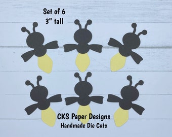 Handmade Paper Die Cut Set of 6 FIREFLIES Lightning Bugs Scrapbook Page Embellishments Cks Paper Designs
