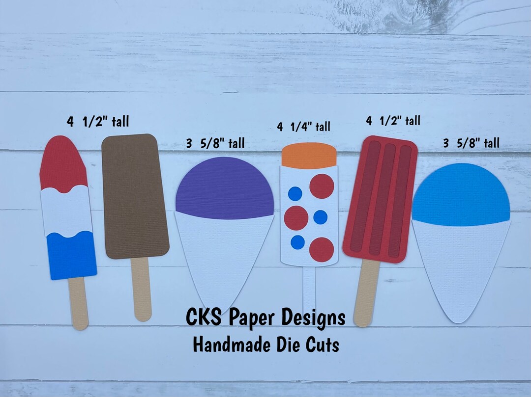 Paper Popsicles Handmade Paper Die Cut POPSICLES Set of 6 Scrapbook Page Embellishments ...