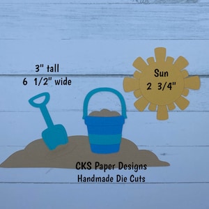 Handmade Paper Die Cut SAND BUCKET Playing in Sand Beach Paper Piecing Embellishment Cks Paper Designs