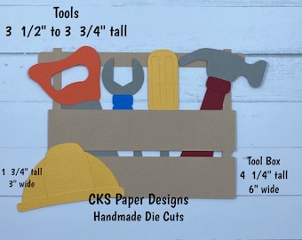 Handmade Paper Die Cut TOOL BOX & TOOLS Scrapbook Page Embellishments Cks Paper Designs