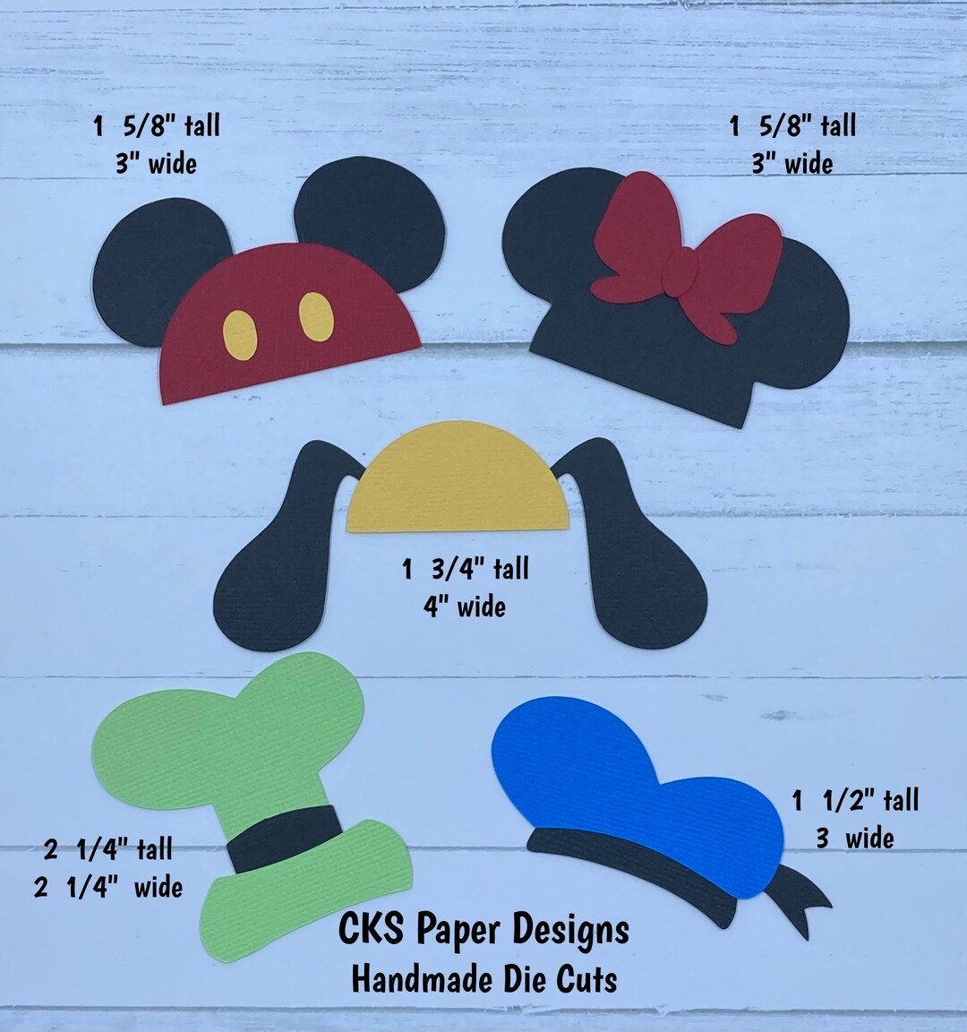 Handmade Paper Die Cut DISNEY HATS Set of 5 Mickey Minnie Donald Goofy Pluto Paper Piecing Scrapbook Embellishment Cks Paper Designs Etsy UK