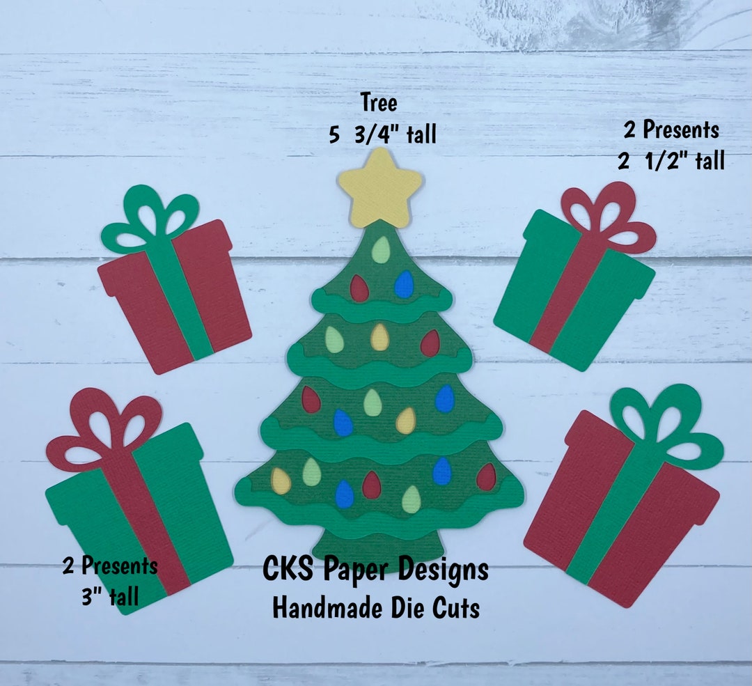 Handmade Paper Die Cut CHRISTMAS TREE & PRESENTS Scrapbook Page Embellishments Paper Piecing Etsy