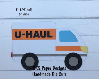 Handmade Paper Die Cut MOVING TRUCK Scrapbook Page Embellishment Cks Paper Designs
