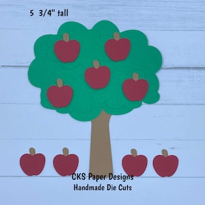 Handmade Paper Die Cut APPLE TREE & APPLES Scrapbook Page Embellishments Cks Paper Designs