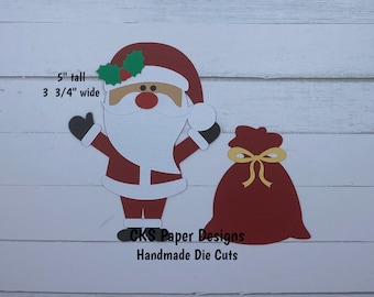 Handmade Paper Die Cut CHRISTMAS SANTA CLAUS (Style 1) Paper Piecing Scrapbook Embellishment Cks Paper Designs