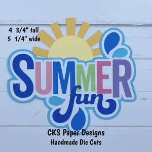 Handmade Paper Die Cut SUMMER FUN Title (Style #1) Scrapbook Page Embellishment Cks Paper Designs