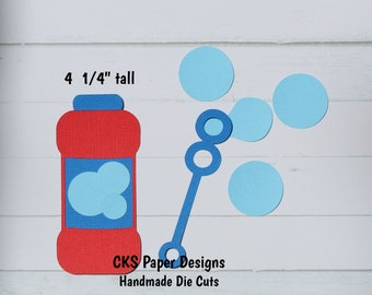 Handmade Paper Die Cut BLOWING BUBBLES Paper Piecing Scrapbook Embellishment Cks Paper Designs