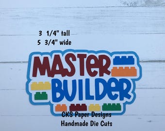 Handmade Paper Die Cut MASTER BUILDER Title Blocks Paper Piecing Scrapbook Embellishment Cks Paper Designs