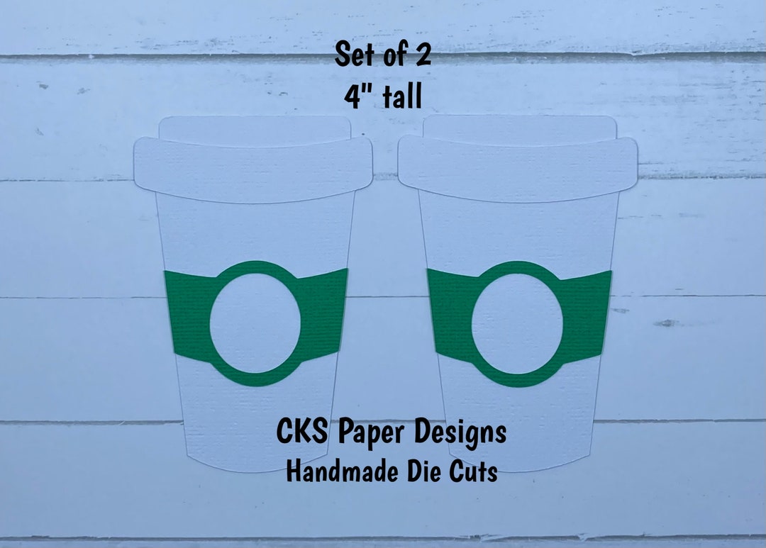 Handmade Paper Die Cut Coffee Cups Set of 2 Paper Piecing Scrapbook ...