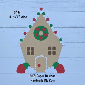 Handmade Paper Die Cut GINGERBREAD HOUSE #1 Christmas Paper Piecing Embellishment for  Scrapbook or Paper Crafts