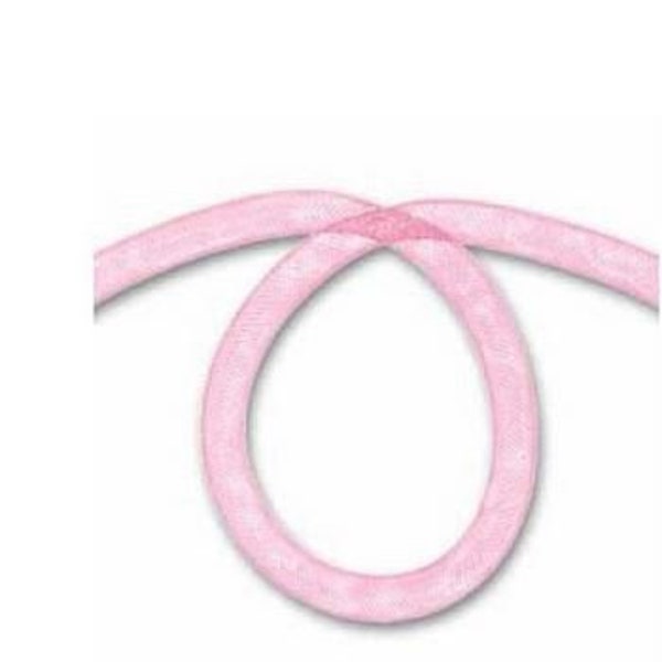 Résille tubulaire rose pâle diamètre 8 mm pour création de bijoux