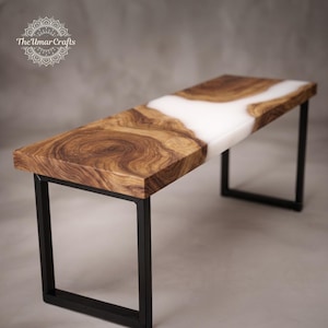 Acacia Epoxy River Console Table – Milky White Modern Luxury Decor