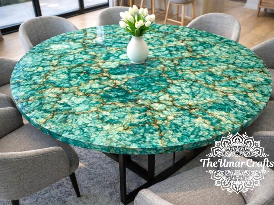 Rare Amazonite Stone Table - Luxury Aqua Green Semi Precious Gemstone ...