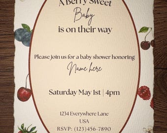 Berry Sweet Baby Shower Invitations & Envelopes