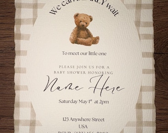 We Can Bearly Wait Baby Shower Invitations & Envelopes
