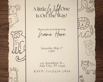 A Little Wild One Baby Shower Invitation & Envelopes
