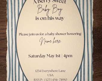 Berry Sweet Boy Baby Shower Invitations & Envelopes