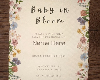 Baby in Bloom Baby Shower Invitations & Envelopes