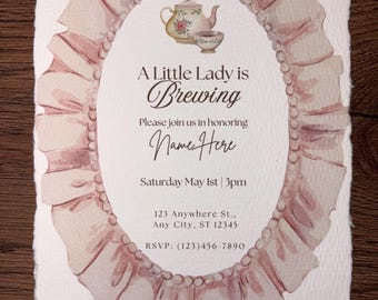 A Little Lady is Brewing Baby Shower Invitations & Envelopes