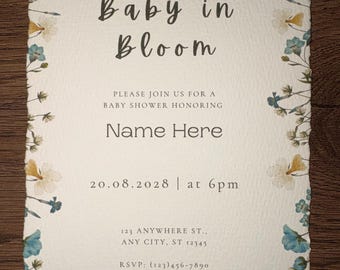 Baby in Bloom Baby Shower Invitation & Envelopes