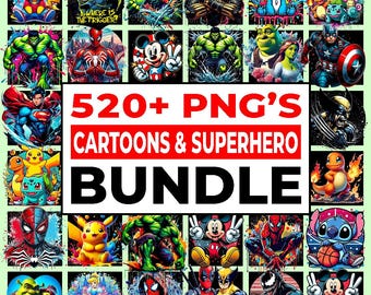 520+ Cartoon Bundle Png, Cartoon Characters, Cartoons Bundle, Retro Png Files, Retro Svg, Silhouette, Cut Files, Sublimation Desings