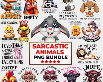 Cute Sarcastic Animals Png Bundle, Funny Qoutes Tshirt Png, Sarcasm Png, Funny Animal Saying Png, Adault Humor Png, Sarcastic Qoutes Png